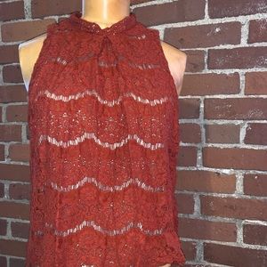 Rustic orange lace top